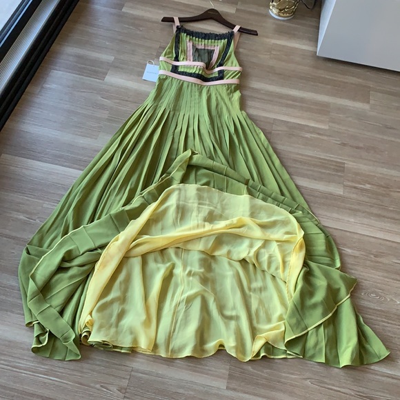 Valentino made in Italy lime green silk leather straps size 40(6) maxi dress - Picture 13 of 17